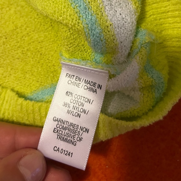 Lime green, blue and white stripe soft terry sweater tank NWT - Picture 5 of 9